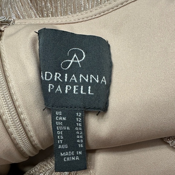 NWT Adrianna Papell Metallic Champagne Gold Dress - Picture 5 of 9